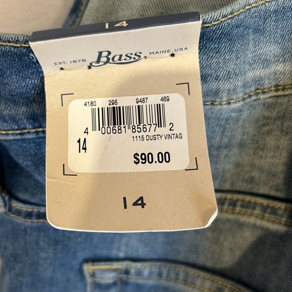 Bass Denim Bib Overall Farmer Utility Workwear Size 14 Dusty Vintage - Picture 8 of 11